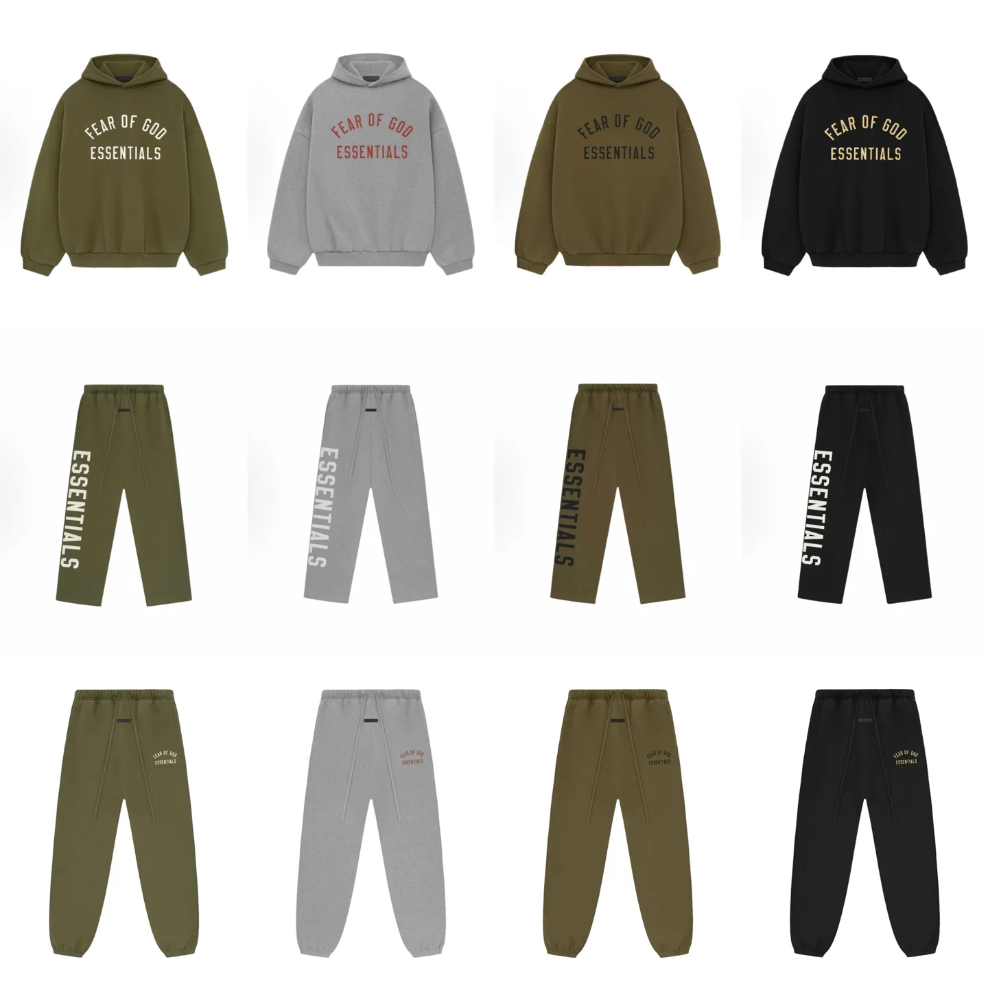 🎀Hot Sale 🎀118 【 】Fear of God Essentials Fall 24 BACK TO SCHOOLSeries Fleece Relaxed Sweatpant Same Style ：Black/Gray/ / Size：XS-XL